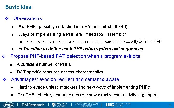 Basic Idea v Observations n # of PHFs possibly embodied in a RAT is