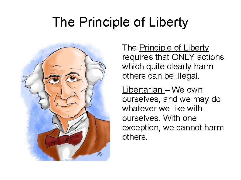 The Principle of Liberty requires that ONLY actions which quite clearly harm others can