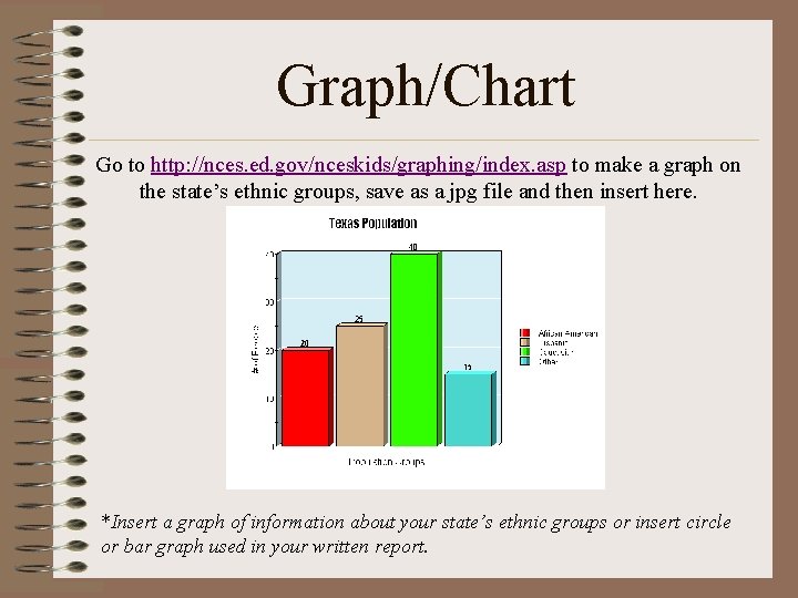 Graph/Chart Go to http: //nces. ed. gov/nceskids/graphing/index. asp to make a graph on the