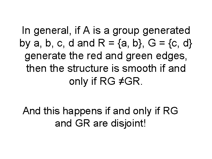 In general, if A is a group generated by a, b, c, d and