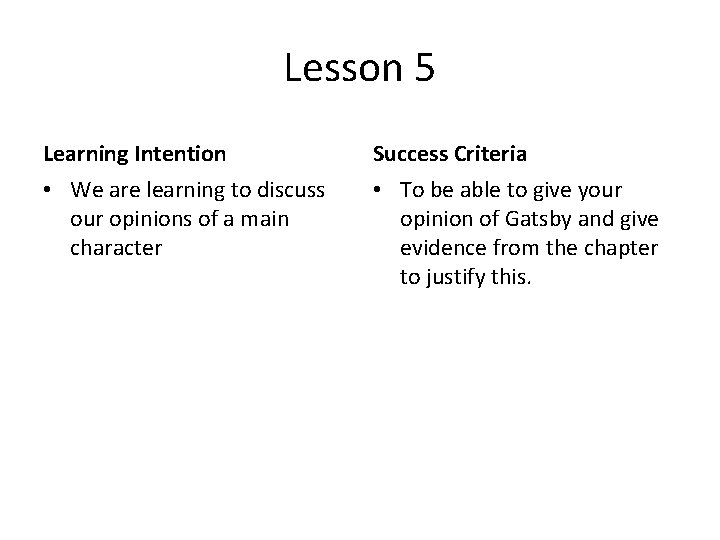 Lesson 5 Learning Intention Success Criteria • We are learning to discuss our opinions