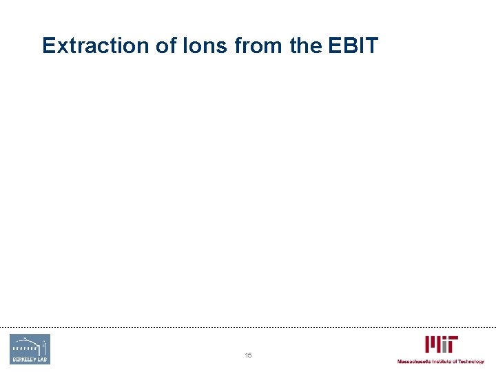Extraction of Ions from the EBIT 15 Extraction of Ions from the EBIT 15