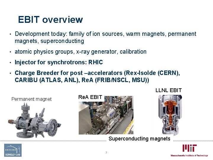 EBIT overview • Development today: family of ion sources, warm magnets, permanent magnets, superconducting EBIT overview • Development today: family of ion sources, warm magnets, permanent magnets, superconducting