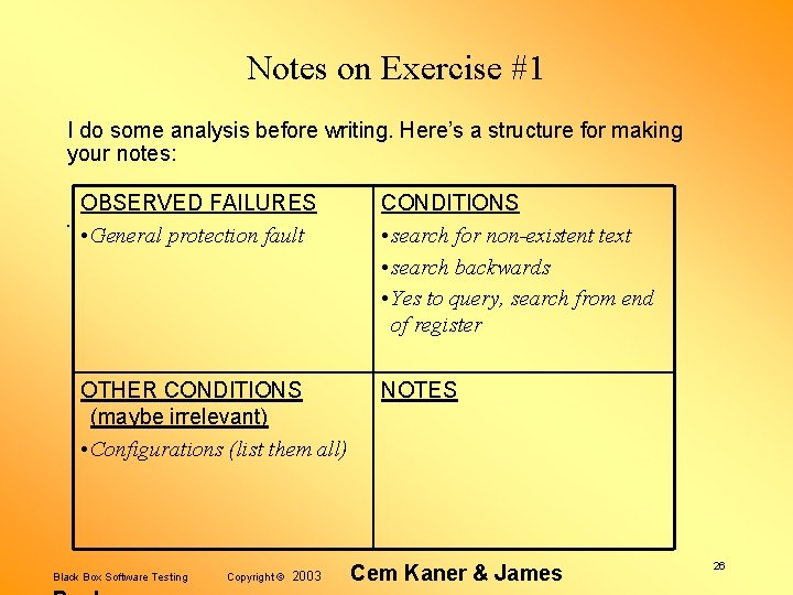 Notes on Exercise #1 I do some analysis before writing. Here’s a structure for