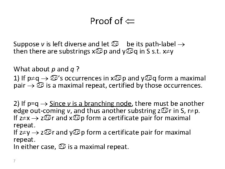 Proof of Suppose v is left diverse and let a be its path-label then