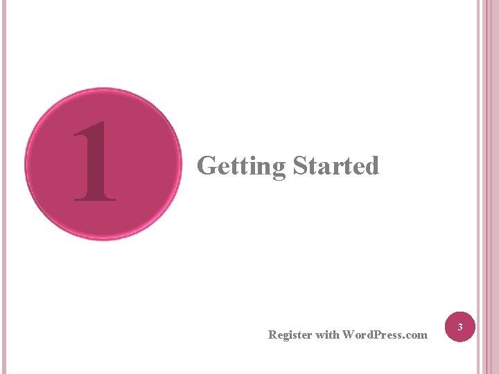 1 Getting Started Register with Word. Press. com 3 