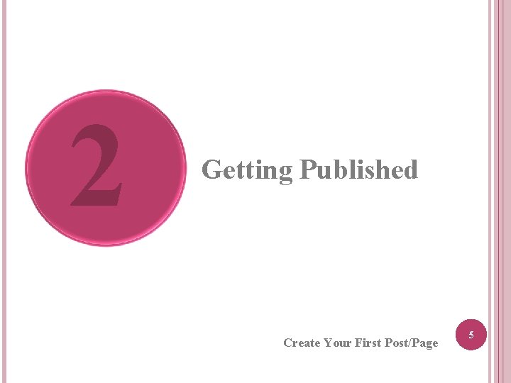 2 Getting Published Create Your First Post/Page 5 