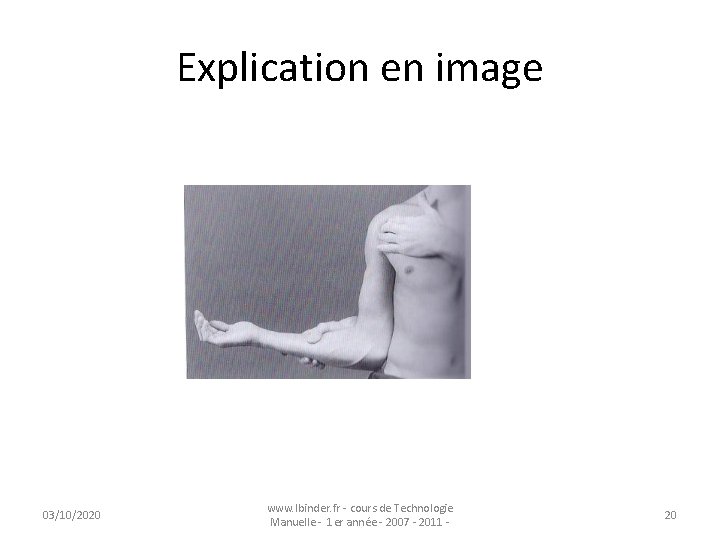 Explication en image 03/10/2020 www. lbinder. fr - cours de Technologie Manuelle - 1