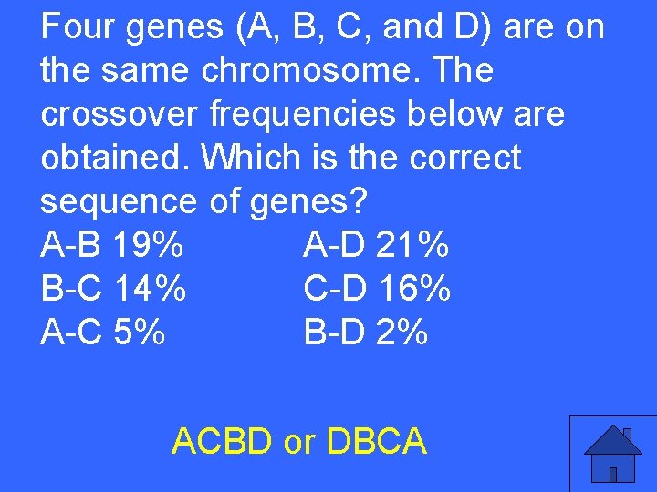 Four genes (A, B, C, and D) are on the same chromosome. The III