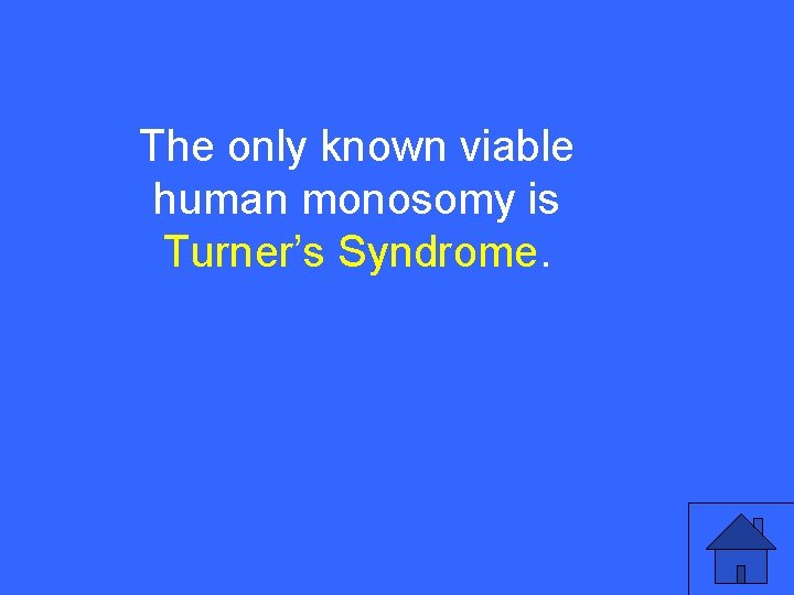 IV 20 a The only known viable human monosomy is Turner’s Syndrome. 39 