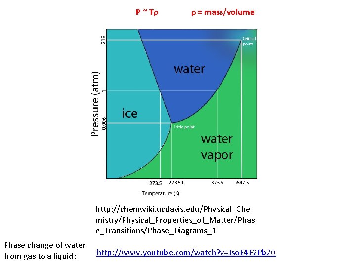 P ~ Tρ ρ = mass/volume http: //chemwiki. ucdavis. edu/Physical_Che mistry/Physical_Properties_of_Matter/Phas e_Transitions/Phase_Diagrams_1 Phase change