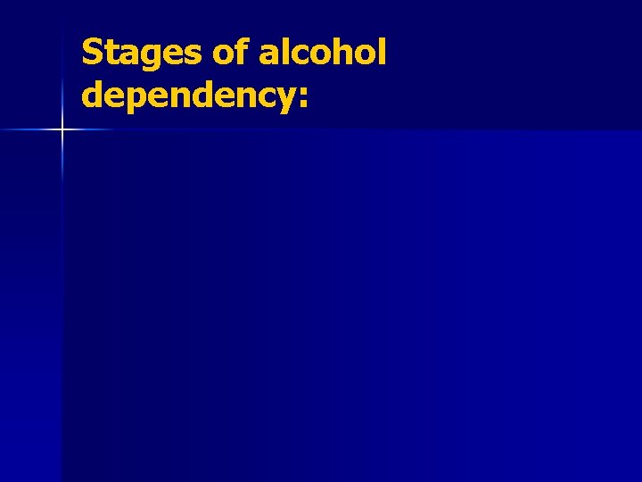 Stages of alcohol dependency: 