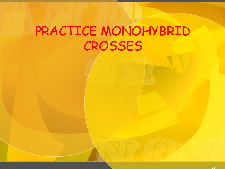 PRACTICE MONOHYBRID CROSSES 33 