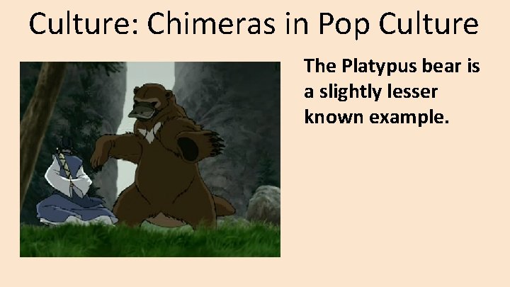 Culture: Chimeras in Pop Culture The Platypus bear is a slightly lesser known example.