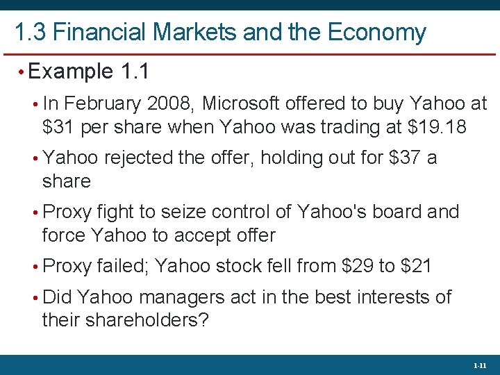 1. 3 Financial Markets and the Economy • Example 1. 1 • In February