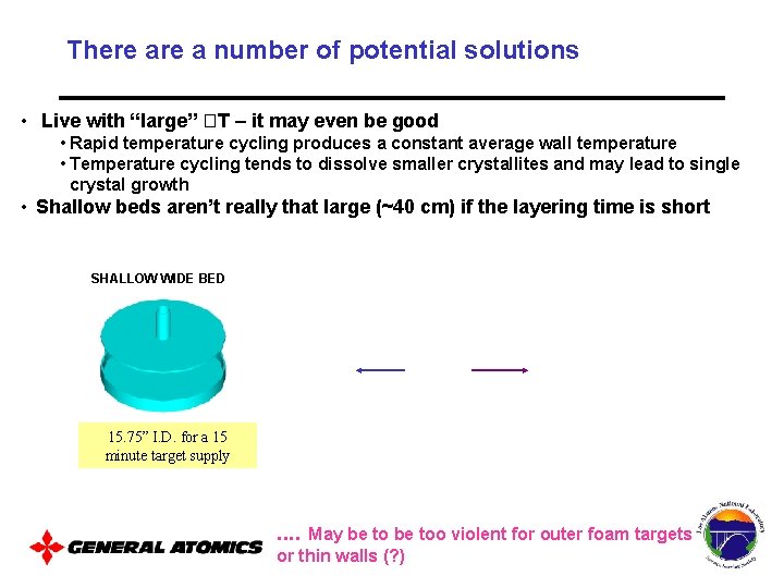 There a number of potential solutions • Live with “large” �T – it may