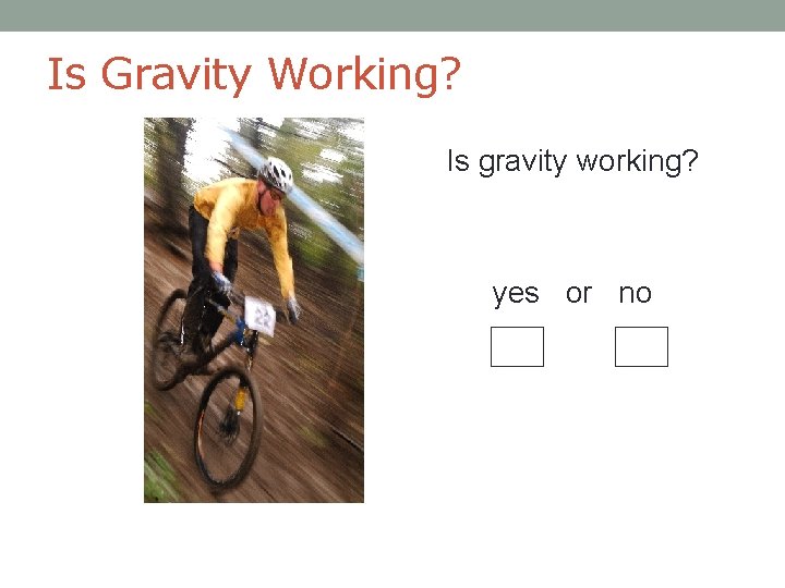 Is Gravity Working? Is gravity working? yes or no 