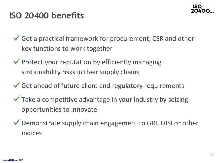 ISO 20400 benefits Get a practical framework for procurement, CSR and other key functions