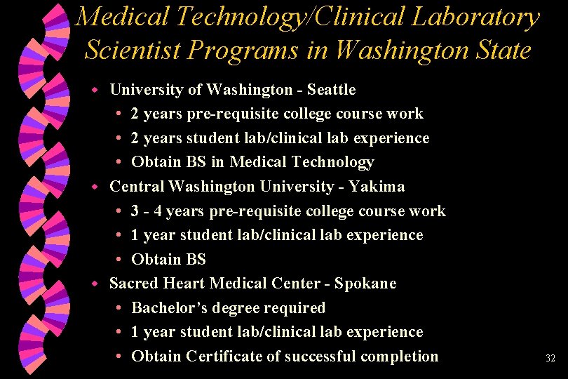 Medical Technology/Clinical Laboratory Scientist Programs in Washington State University of Washington - Seattle •