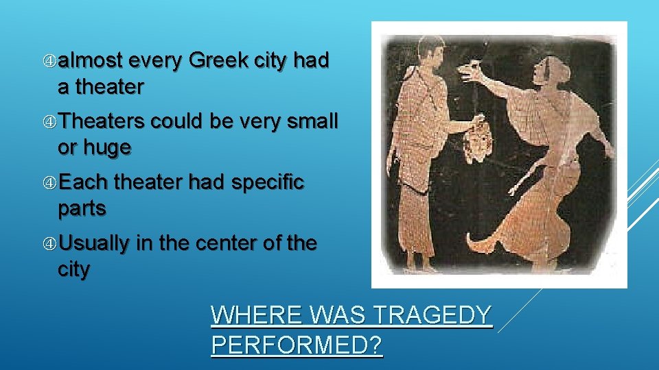  almost every Greek city had a theater Theaters could be very small or