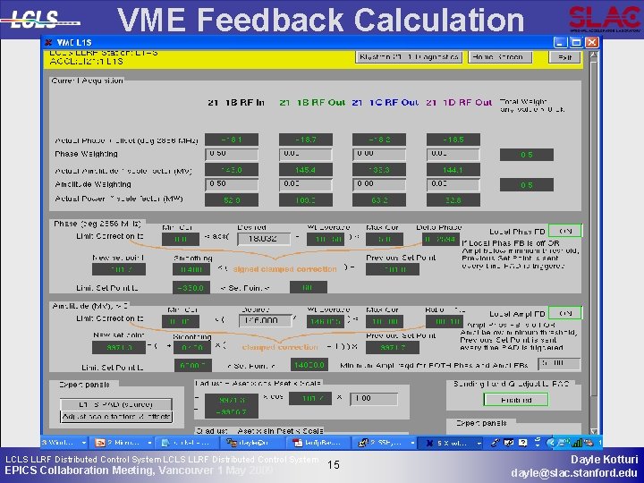 VME Feedback Calculation LCLS LLRF Distributed Control System EPICS Collaboration Meeting, Vancouver 1 May