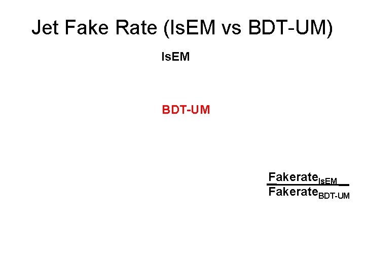 Jet Fake Rate (Is. EM vs BDT-UM) Is. EM BDT-UM Fakerate. Is. EM Fakerate.