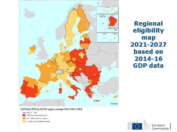 Regional eligibility map 2021 -2027 based on 2014 -16 GDP data 