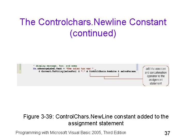 The Controlchars. Newline Constant (continued) Figure 3 -39: Control. Chars. New. Line constant added