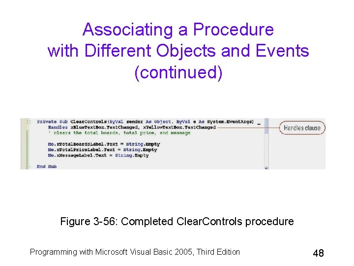 Associating a Procedure with Different Objects and Events (continued) Figure 3 -56: Completed Clear.