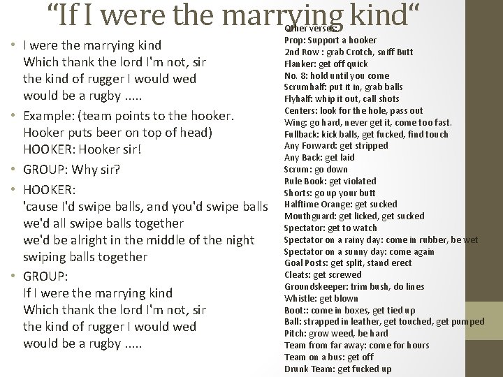 “If I were the marrying kind“ • I were the marrying kind Which thank