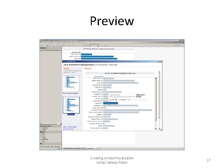Preview Creating a Data Visualization Using Tableau Public 17 Preview Creating a Data Visualization Using Tableau Public 17