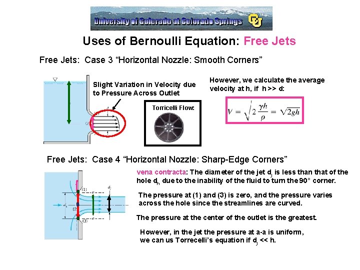 Uses of Bernoulli Equation: Free Jets: Case 3 “Horizontal Nozzle: Smooth Corners” Slight Variation