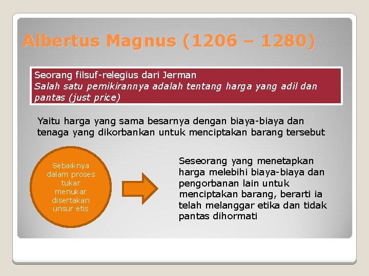 Albertus Magnus (1206 – 1280) Seorang filsuf-relegius dari Jerman Salah satu pemikirannya adalah tentang