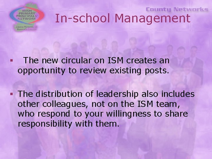In-school Management § The new circular on ISM creates an opportunity to review existing