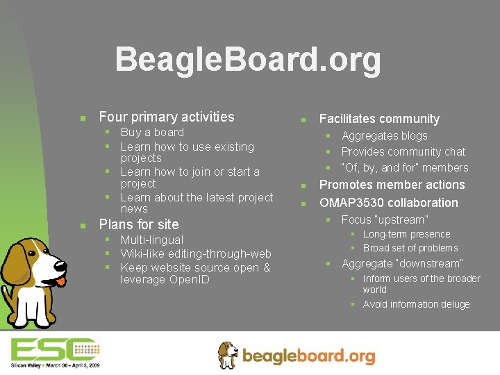 Beagle. Board. org n Four primary activities § Buy a board § Learn how