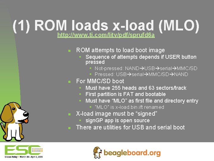 (1) ROM loads x-load (MLO) http: //www. ti. com/litv/pdf/sprufd 6 a n ROM attempts