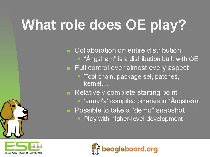 What role does OE play? n Collaboration on entire distribution § “Ångstrøm” is a