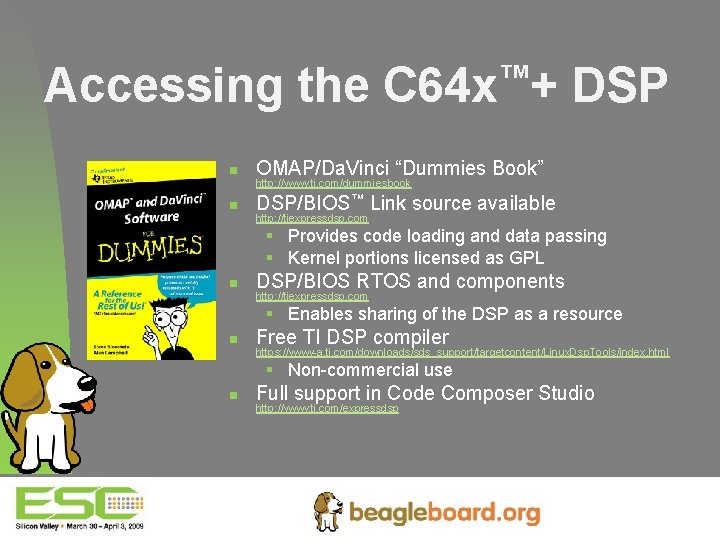 Accessing the ™ C 64 x + n OMAP/Da. Vinci “Dummies Book” n DSP/BIOS™
