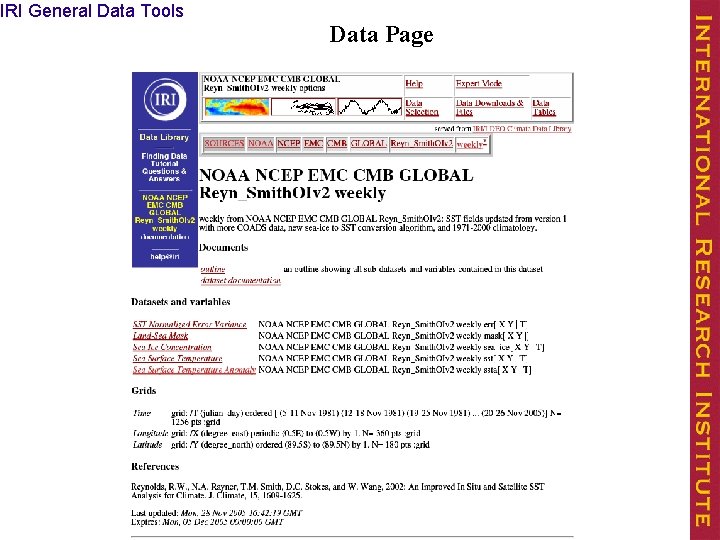 IRI General Data Tools Data Page 