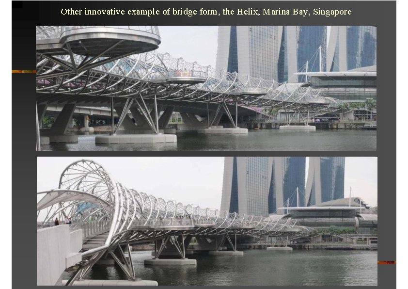 Other innovative example of bridge form, the Helix, Marina Bay, Singapore 
