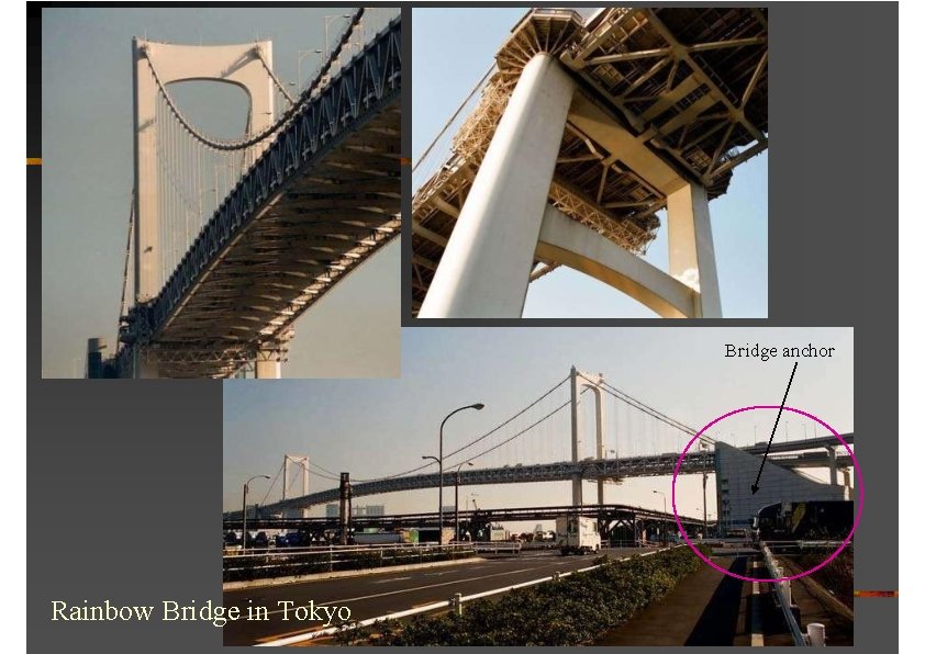 Bridge anchor Rainbow Bridge in Tokyo 
