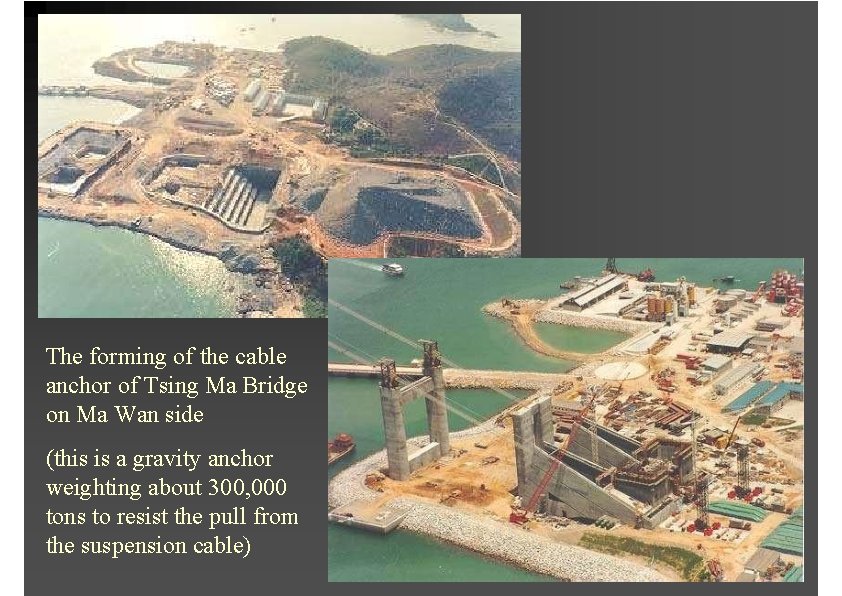 The forming of the cable anchor of Tsing Ma Bridge on Ma Wan side