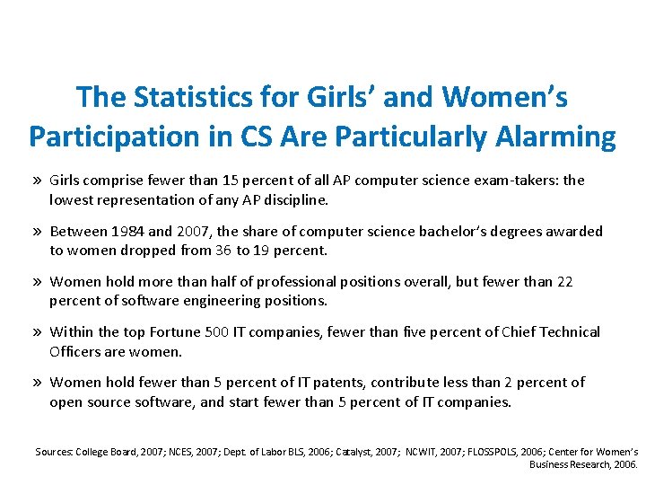 The Statistics for Girls’ and Women’s Participation in CS Are Particularly Alarming » Girls