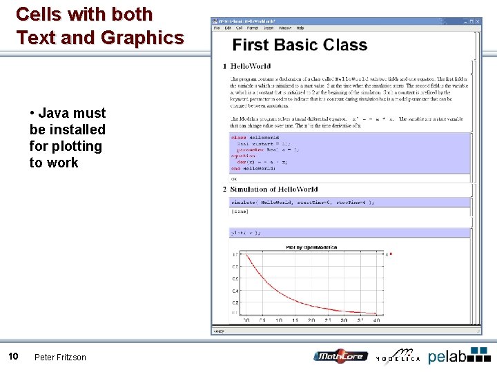 Cells with both Text and Graphics • Java must be installed for plotting to