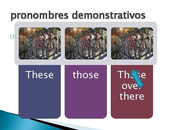 pronombres demonstrativos � Las bicicletas These those Those over there 