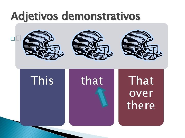 Adjetivos demonstrativos � El casco This that That over there 