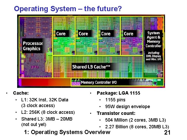 Operating System – the future? • Cache: • L 1: 32 K Inst, 32