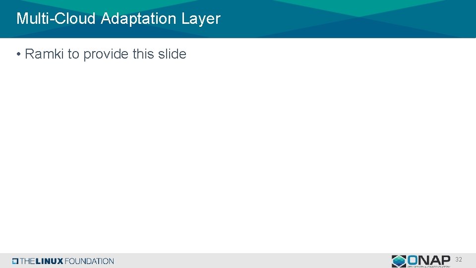 Multi-Cloud Adaptation Layer • Ramki to provide this slide 32 