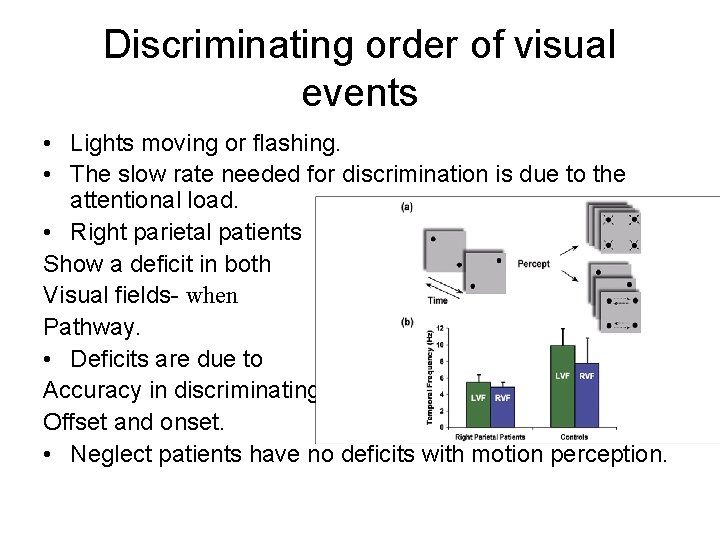 Discriminating order of visual events • Lights moving or flashing. • The slow rate
