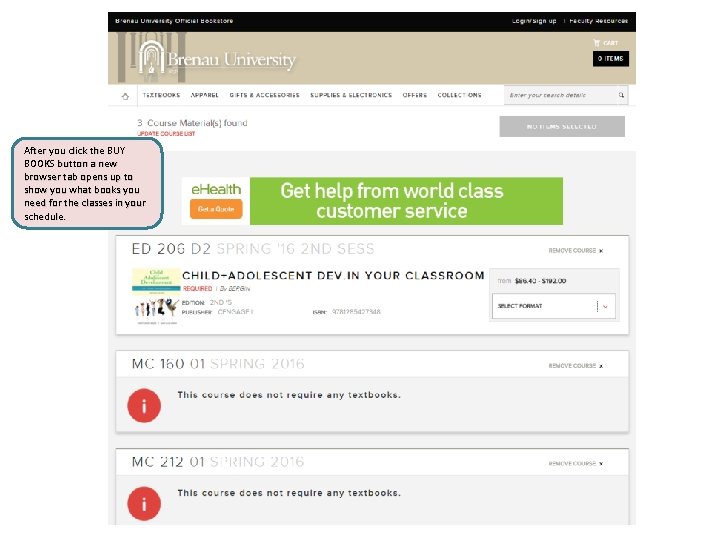 After you click the BUY BOOKS button a new browser tab opens up to